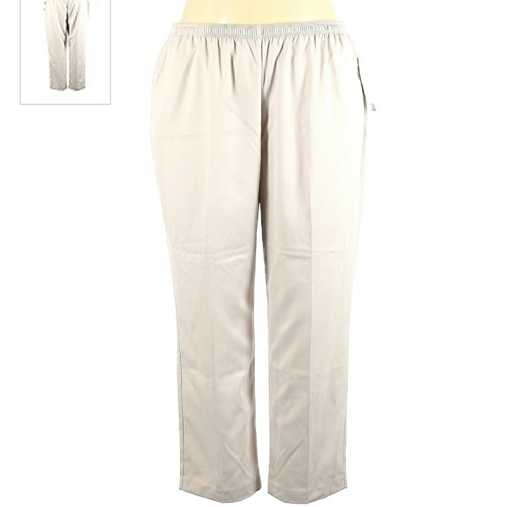 NWT Allison Dailey Khaki Slacks Teflon Fabric Protector Pants Women's 24 W Short